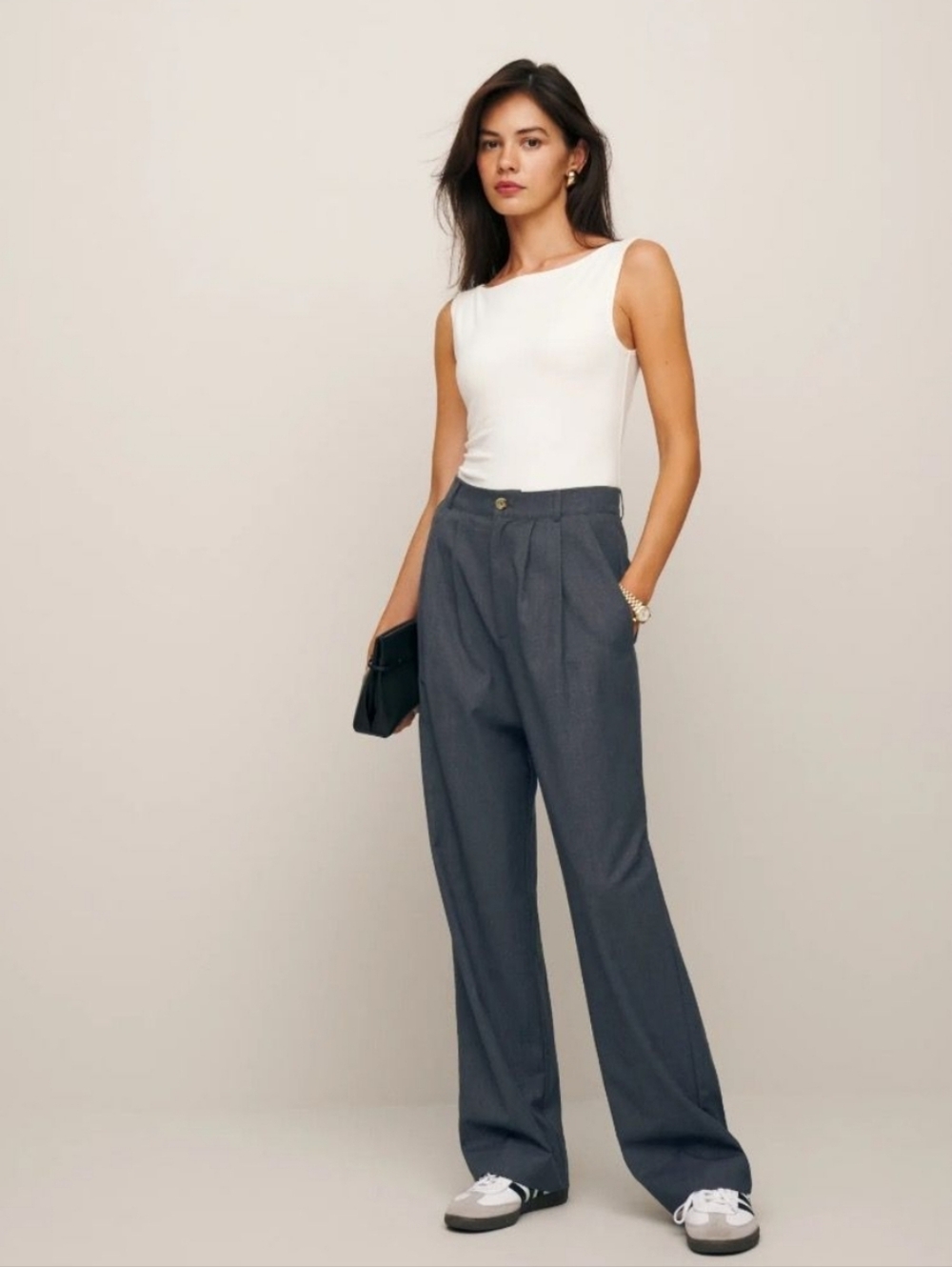 Reformation Mason Pant In Charcoal